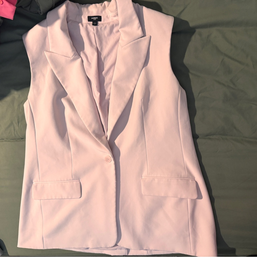 Chic Women’s Express Editor Light Pink Sleeveless Blazer Vest - Size XL
